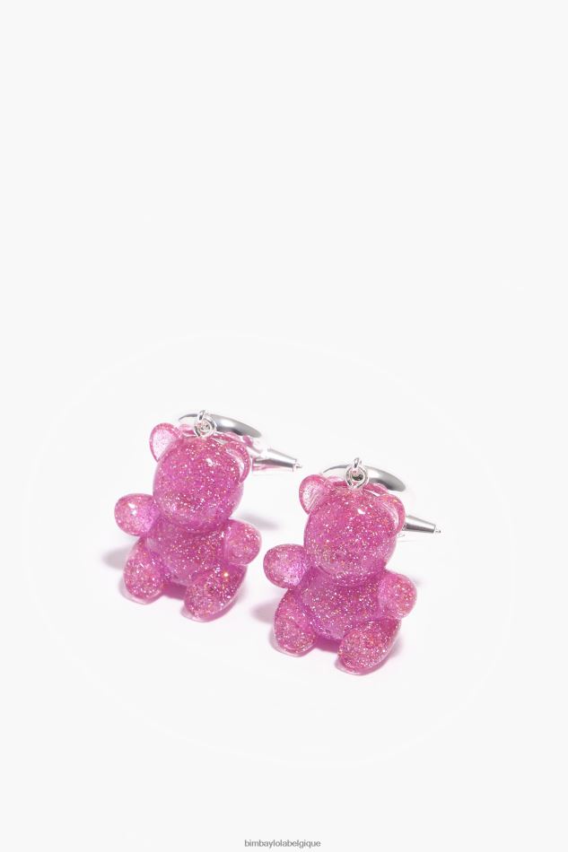 accessoires Bimba Y Lola boucles d'oreilles créoles ours en peluche rose HV44861139