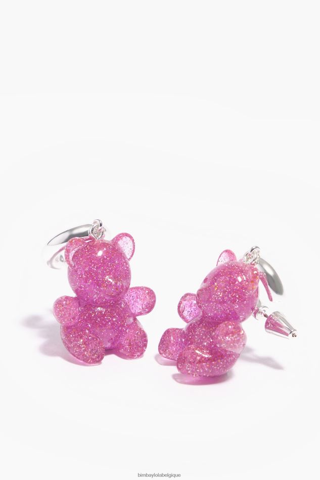 accessoires Bimba Y Lola boucles d'oreilles créoles ours en peluche rose HV44861139