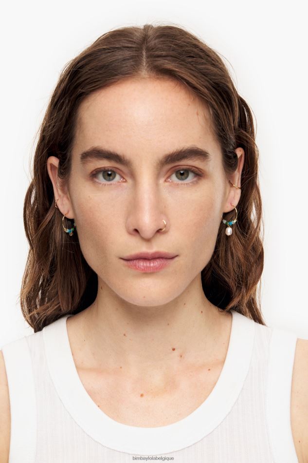 accessoires Bimba Y Lola boucles d'oreilles créoles petites pierres turquoise HV4486736