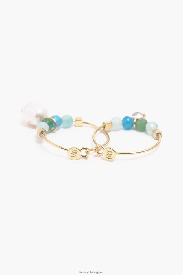 accessoires Bimba Y Lola boucles d'oreilles créoles petites pierres turquoise HV4486736