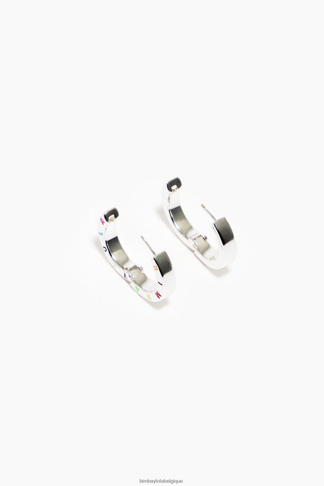 accessoires Bimba Y Lola boucles d'oreilles à logo argent et multicolore HV4486715