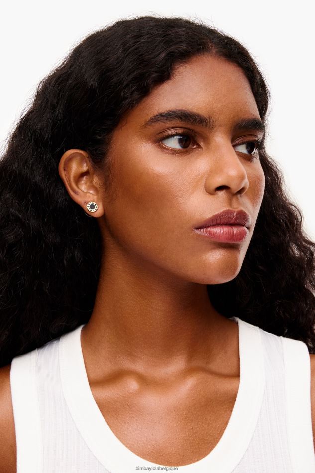 accessoires Bimba Y Lola boucles d'oreilles à logo en émail noir HV4486692