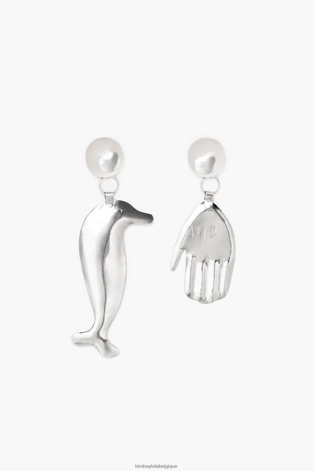 accessoires Bimba Y Lola boucles d'oreilles longues dauphins argent HV4486850