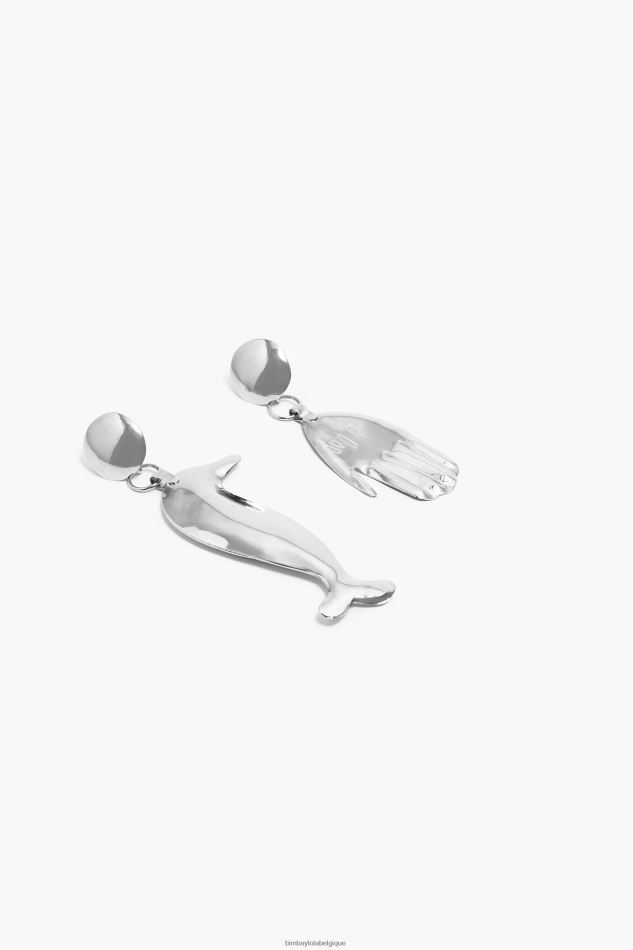 accessoires Bimba Y Lola boucles d'oreilles longues dauphins argent HV4486850