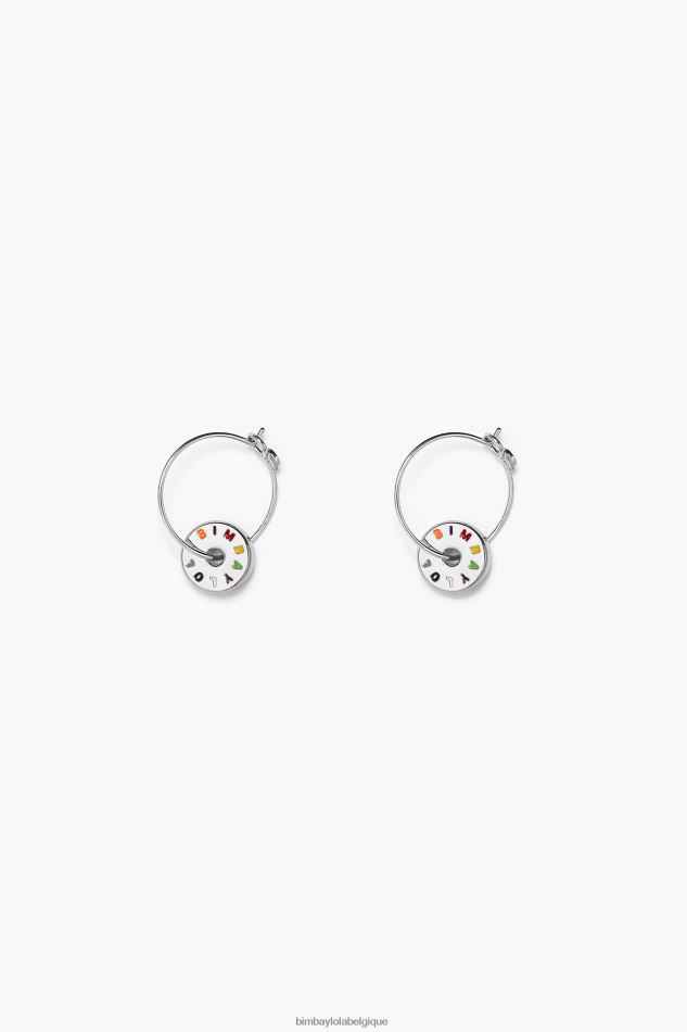 accessoires Bimba Y Lola boucles d'oreilles à petit logo argent et multicolore HV4486833