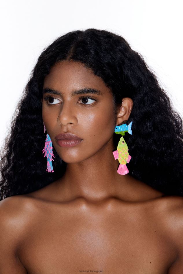 accessoires Bimba Y Lola boucles d'oreilles poisson raphia multicolore HV4486697