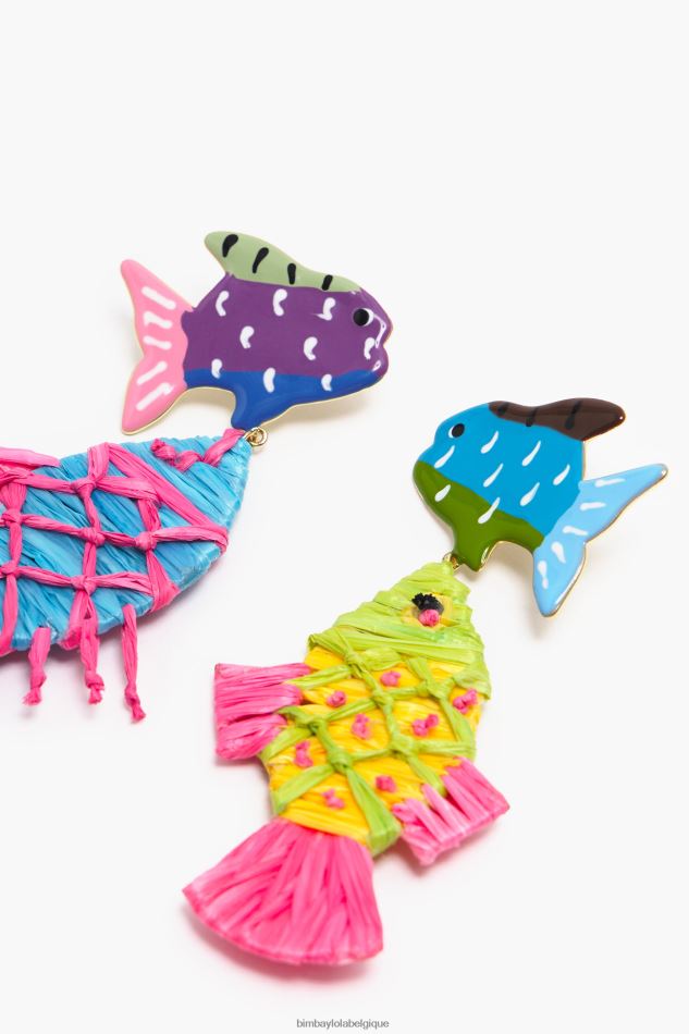 accessoires Bimba Y Lola boucles d'oreilles poisson raphia multicolore HV4486697