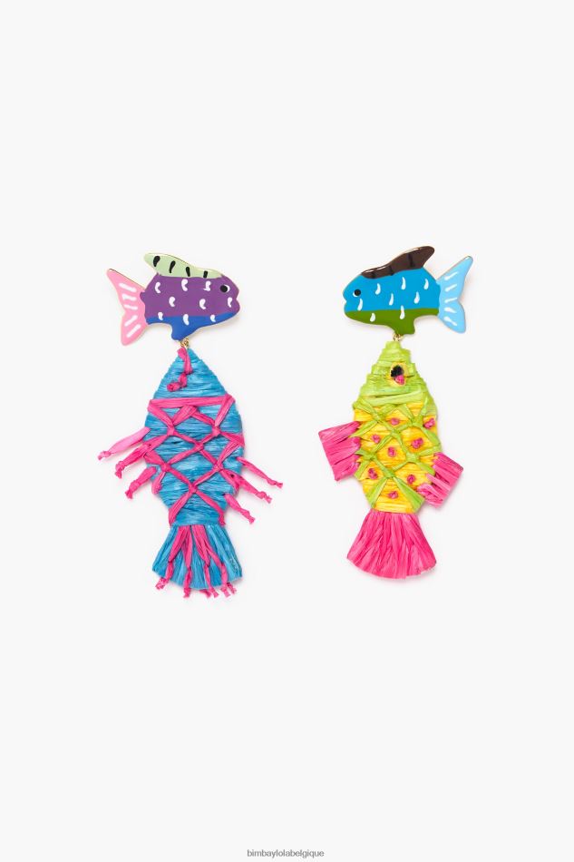 accessoires Bimba Y Lola boucles d'oreilles poisson raphia multicolore HV4486698