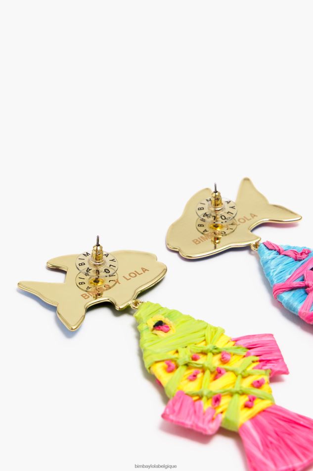 accessoires Bimba Y Lola boucles d'oreilles poisson raphia multicolore HV4486698