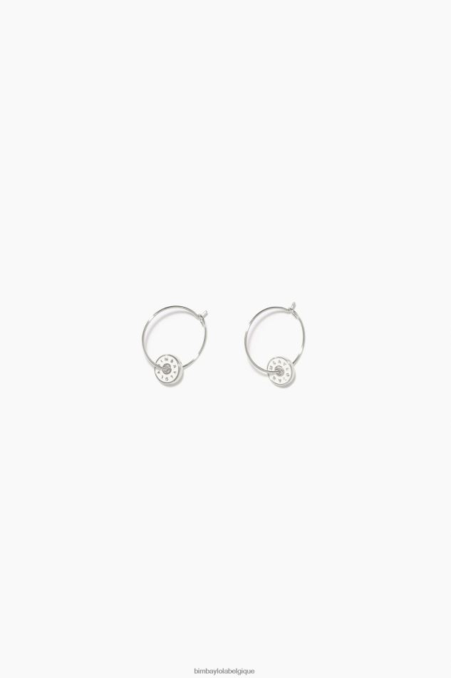 accessoires Bimba Y Lola créoles à logo en émail blanc HV4486830