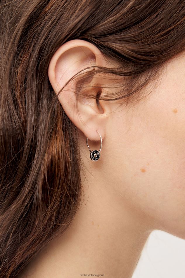 accessoires Bimba Y Lola créoles à logo en émail noir HV4486829