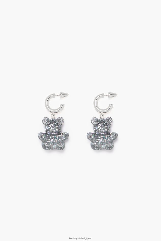 accessoires Bimba Y Lola longues boucles d'oreilles ourson en résine argent HV4486797
