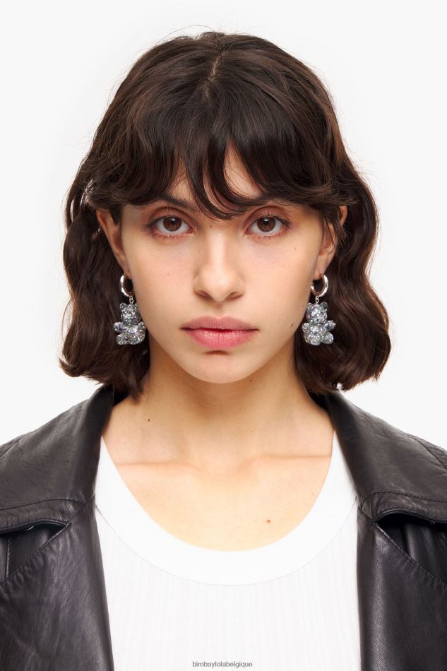 accessoires Bimba Y Lola longues boucles d'oreilles ourson en résine argent HV4486797