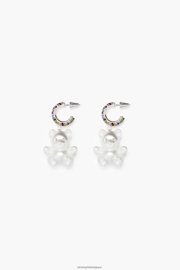 accessoires Bimba Y Lola longues boucles d'oreilles ourson en résine perle HV4486798