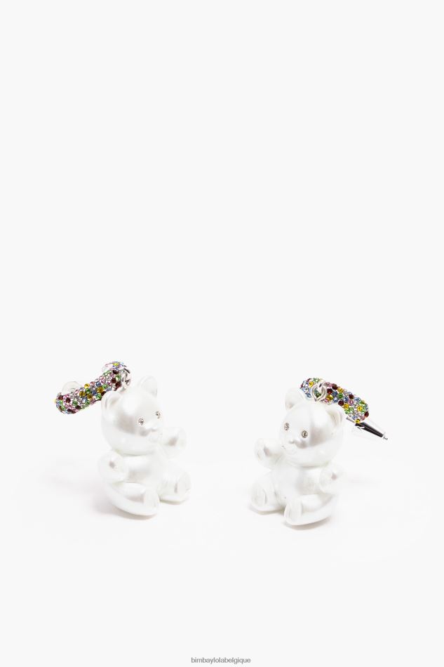 accessoires Bimba Y Lola longues boucles d'oreilles ourson en résine perle HV4486798