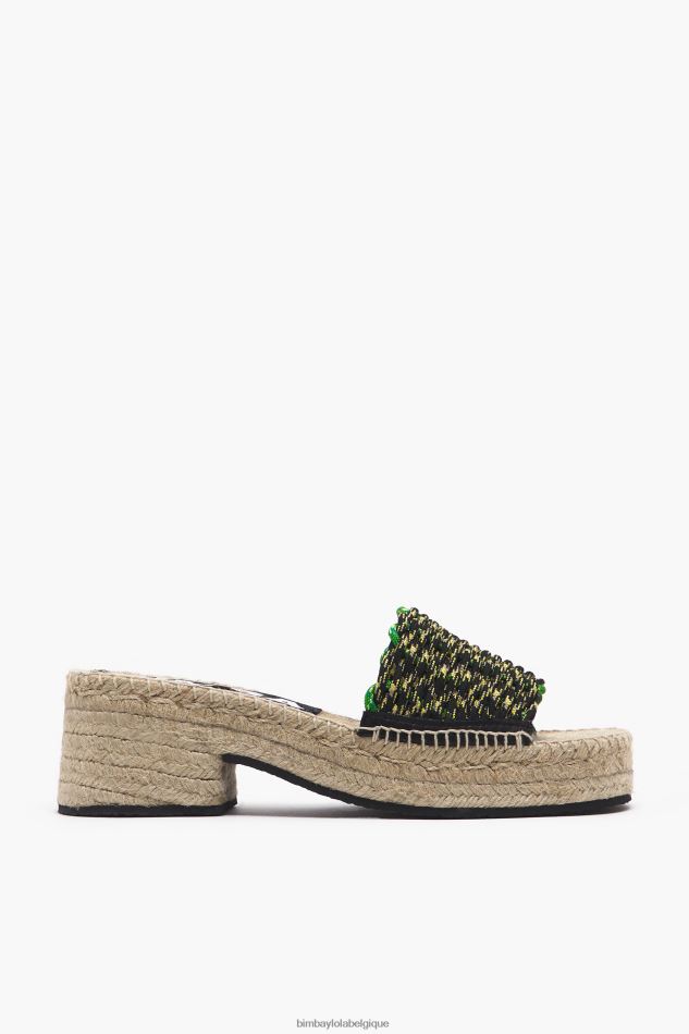 chaussures Bimba Y Lola coin de jute macramé & eacute vert HV4486583