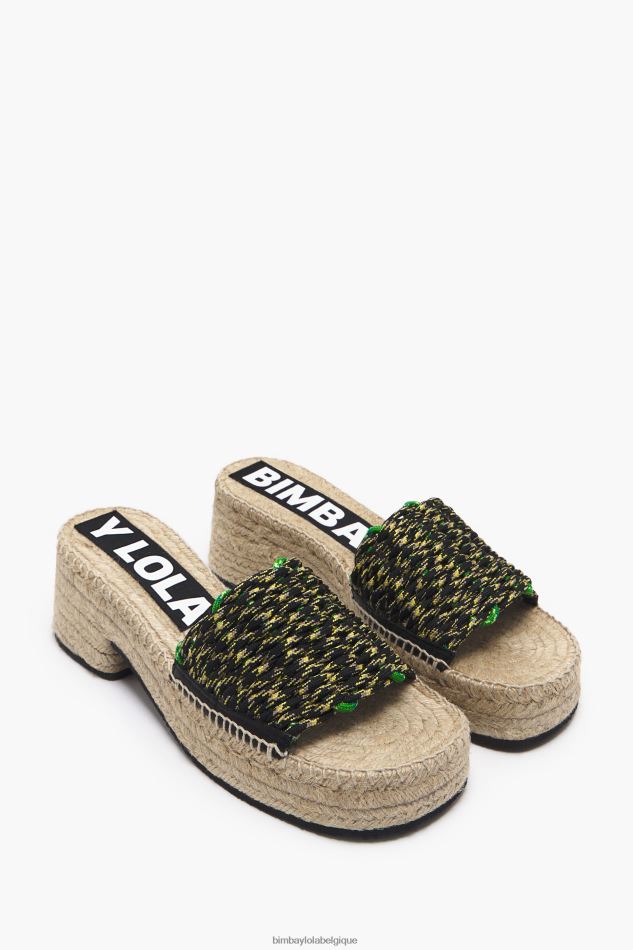 chaussures Bimba Y Lola coin de jute macramé & eacute vert HV4486583