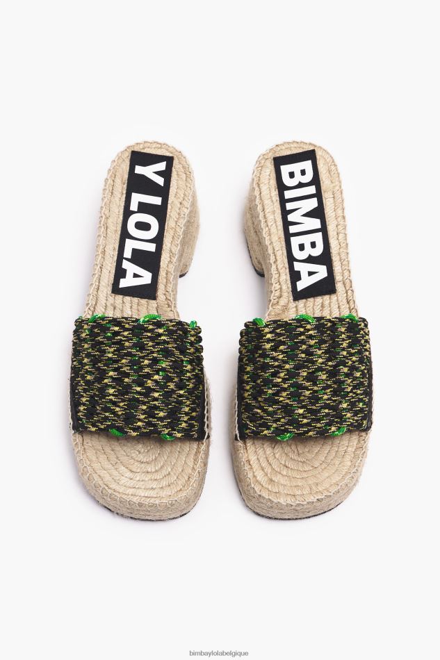 chaussures Bimba Y Lola coin de jute macramé & eacute vert HV4486583