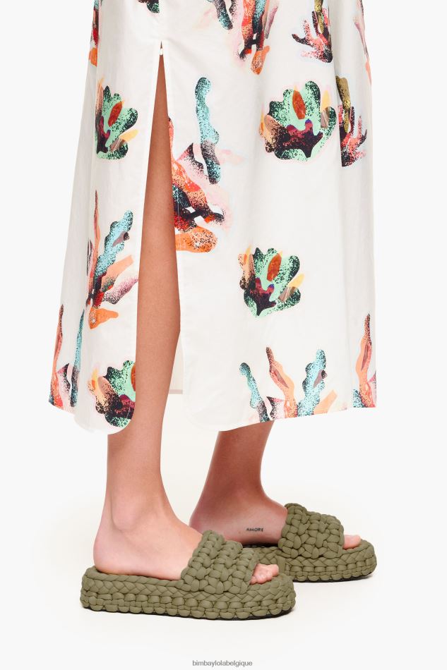 chaussures Bimba Y Lola sandale plate tressée kaki HV4486572