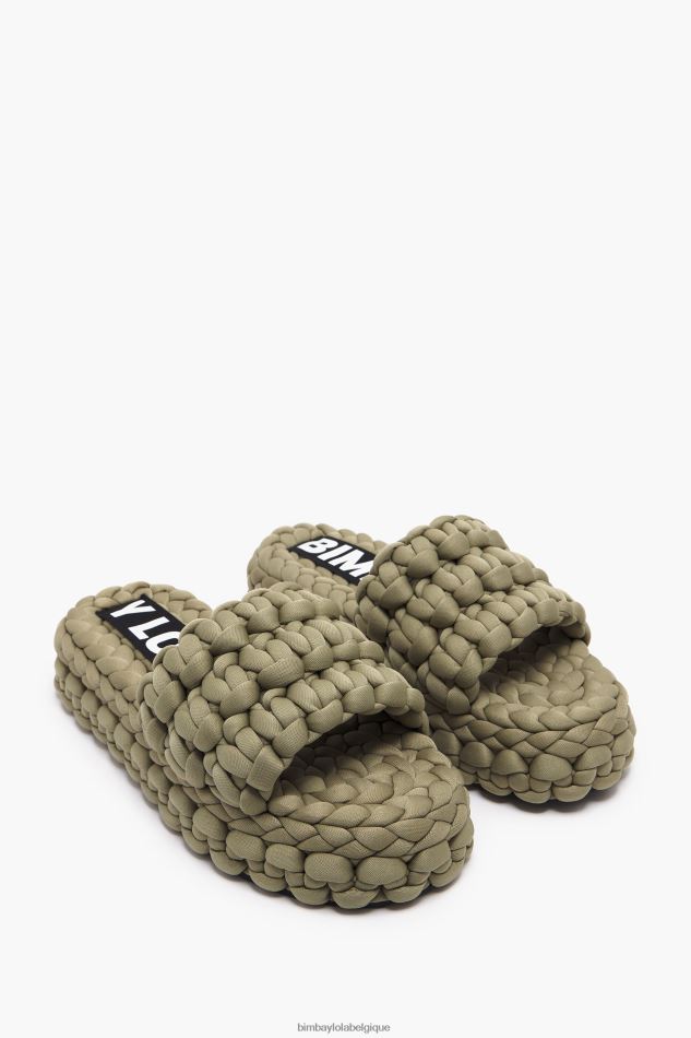 chaussures Bimba Y Lola sandale plate tressée kaki HV4486572
