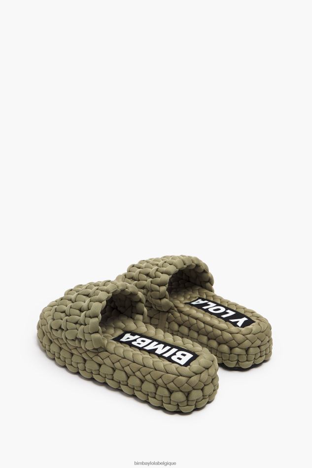 chaussures Bimba Y Lola sandale plate tressée kaki HV4486572