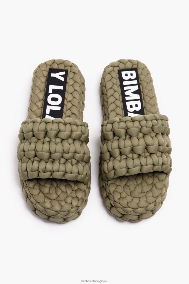 chaussures Bimba Y Lola sandale plate tressée kaki HV4486572