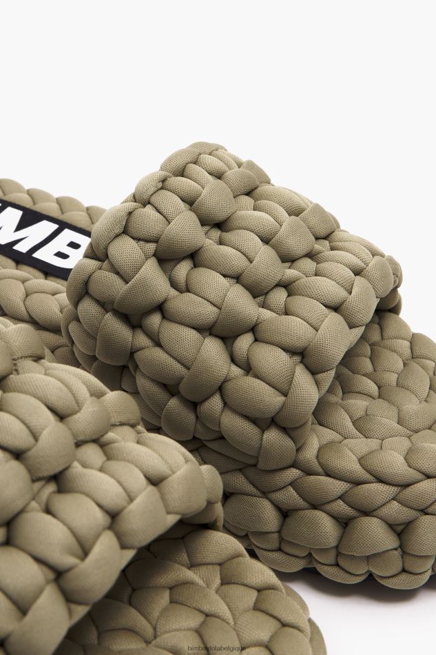 chaussures Bimba Y Lola sandale plate tressée kaki HV4486572