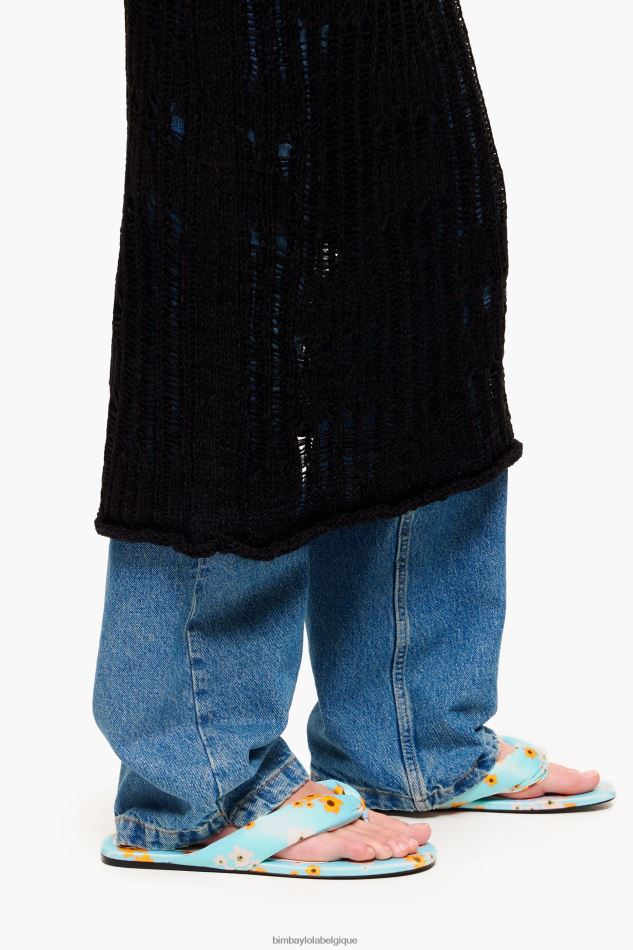 chaussures Bimba Y Lola sandale plate tubulaire imprimée de fleurs en acrylique bleu HV4486571