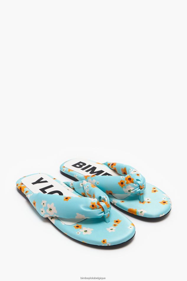 chaussures Bimba Y Lola sandale plate tubulaire imprimée de fleurs en acrylique bleu HV4486571