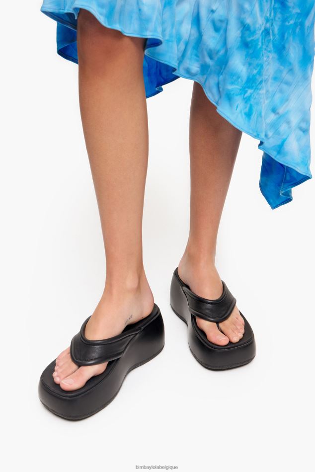 chaussures Bimba Y Lola sandale à plateforme en cuir noir HV4486568