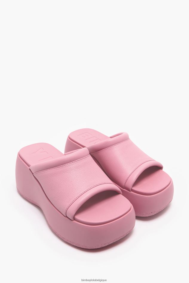 chaussures Bimba Y Lola sandale à plateforme en cuir rose HV4486567