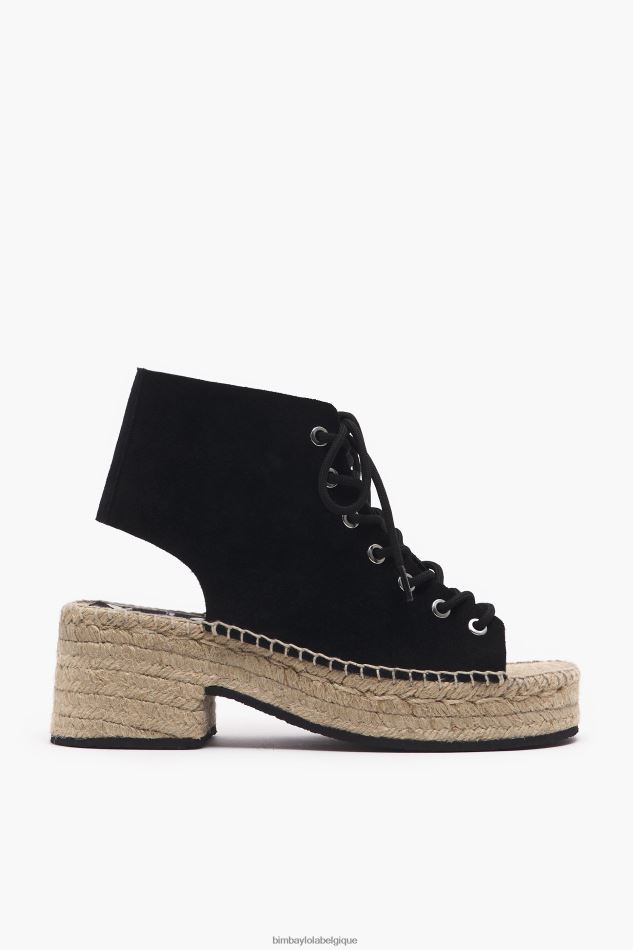 chaussures Bimba Y Lola sandale à talon en cuir fendu noir HV4486581