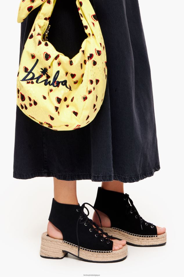 chaussures Bimba Y Lola sandale à talon en cuir fendu noir HV4486581