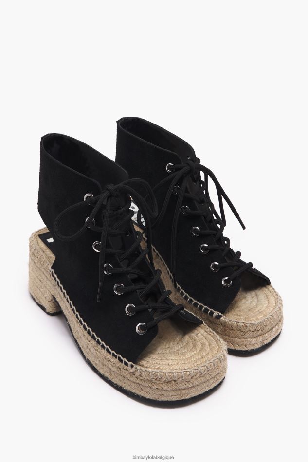 chaussures Bimba Y Lola sandale à talon en cuir fendu noir HV4486581