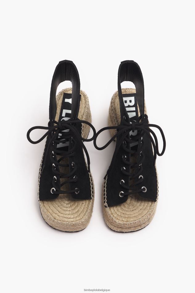 chaussures Bimba Y Lola sandale à talon en cuir fendu noir HV4486581