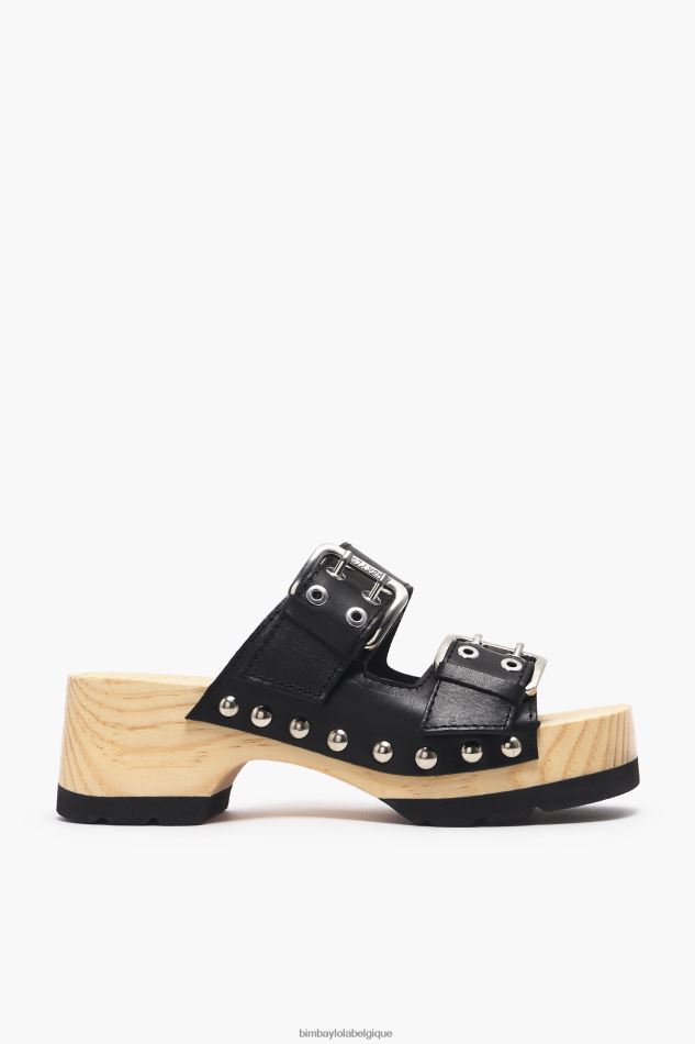 chaussures Bimba Y Lola sandale à talon en cuir noir HV4486564