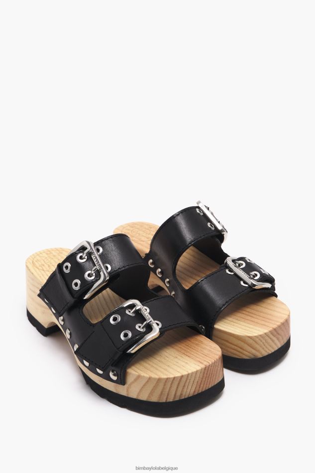 chaussures Bimba Y Lola sandale à talon en cuir noir HV4486564