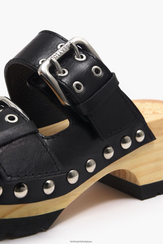 chaussures Bimba Y Lola sandale à talon en cuir noir HV4486564