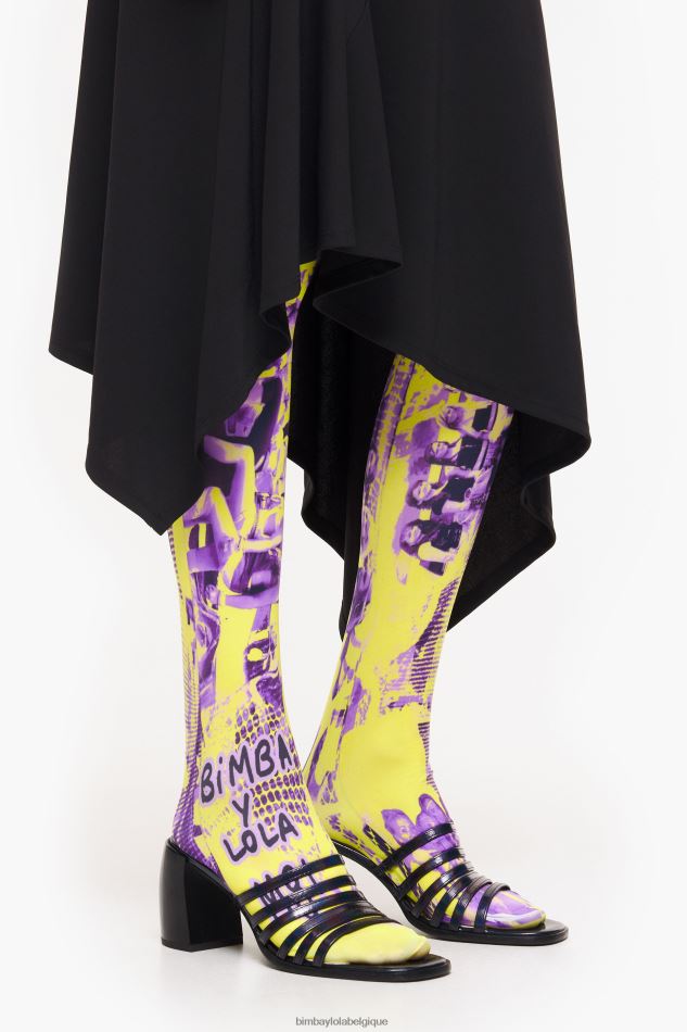 chaussures Bimba Y Lola sandale à talon en cuir noir HV4486575