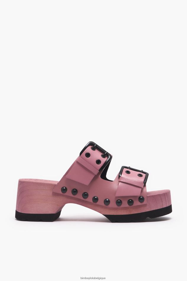 chaussures Bimba Y Lola sandale à talon en cuir rose HV4486565