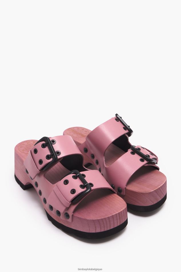 chaussures Bimba Y Lola sandale à talon en cuir rose HV4486565