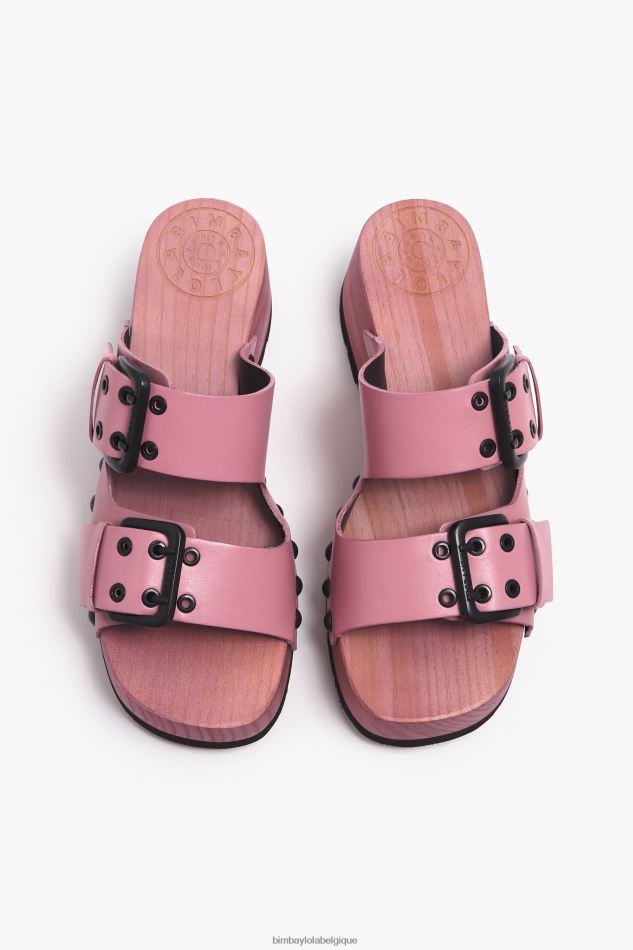 chaussures Bimba Y Lola sandale à talon en cuir rose HV4486565