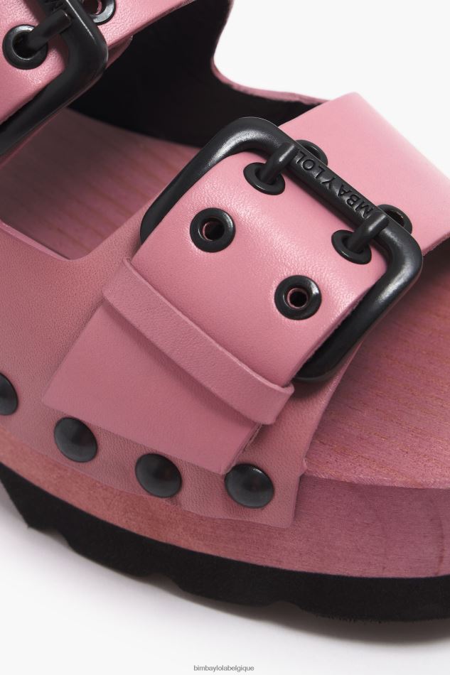 chaussures Bimba Y Lola sandale à talon en cuir rose HV4486565