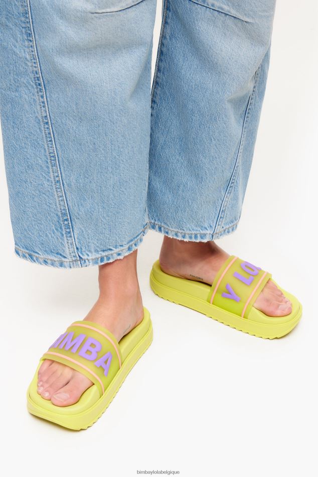 chaussures Bimba Y Lola tongs à plateforme et logo jaune HV4486589