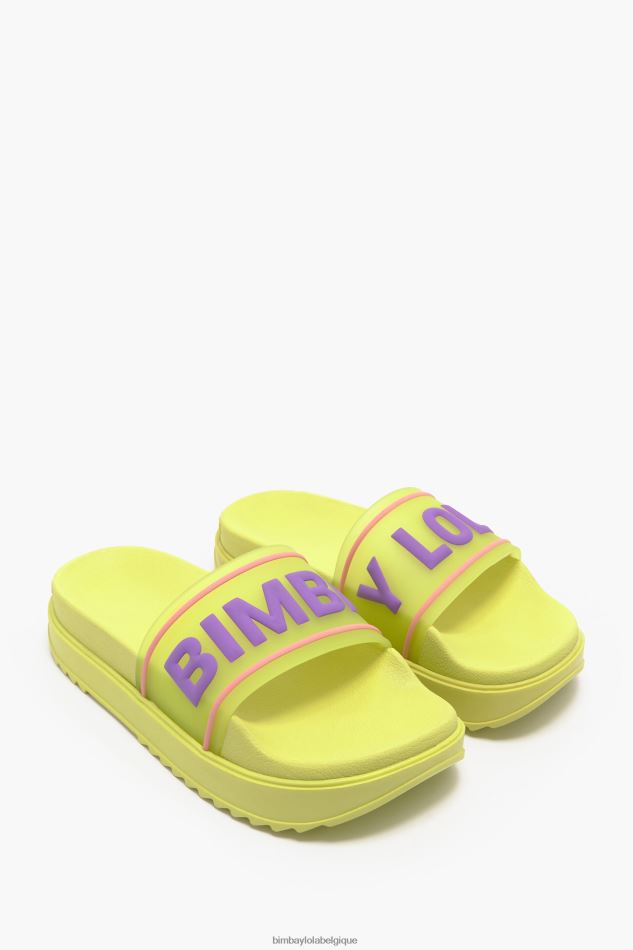 chaussures Bimba Y Lola tongs à plateforme et logo jaune HV4486589