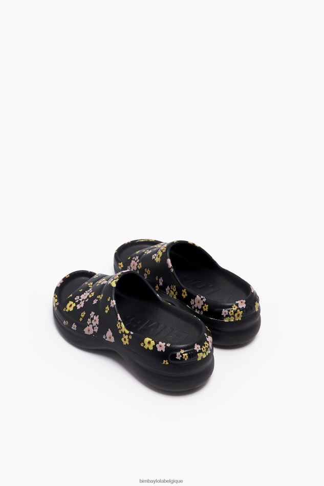 chaussures Bimba Y Lola tongs plateforme imprimé fleurs acryliques noir HV4486595