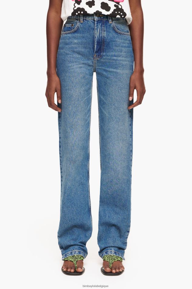 vêtements Bimba Y Lola droite pleine longueur - jean droit bleu HV4486448