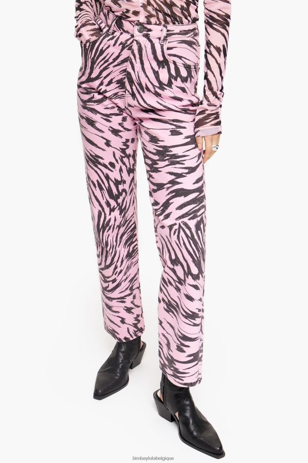 vêtements Bimba Y Lola straight cropped - jean droit imprimé aile de papillon rose HV4486426