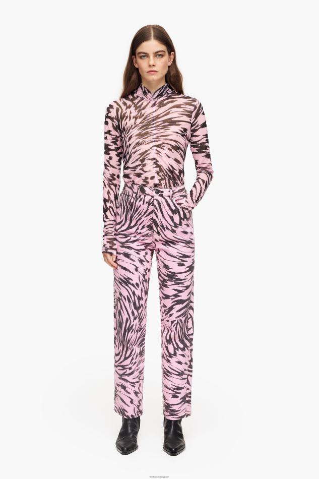 vêtements Bimba Y Lola straight cropped - jean droit imprimé aile de papillon rose HV4486537