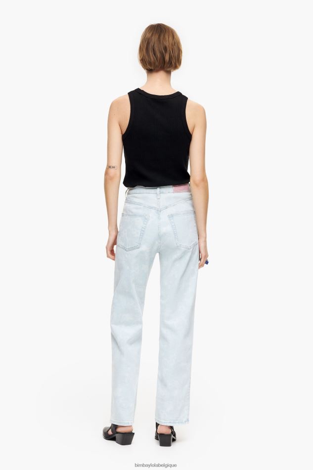 vêtements Bimba Y Lola straight cropped - jean droit imprimé panda camouflage bleu HV4486451